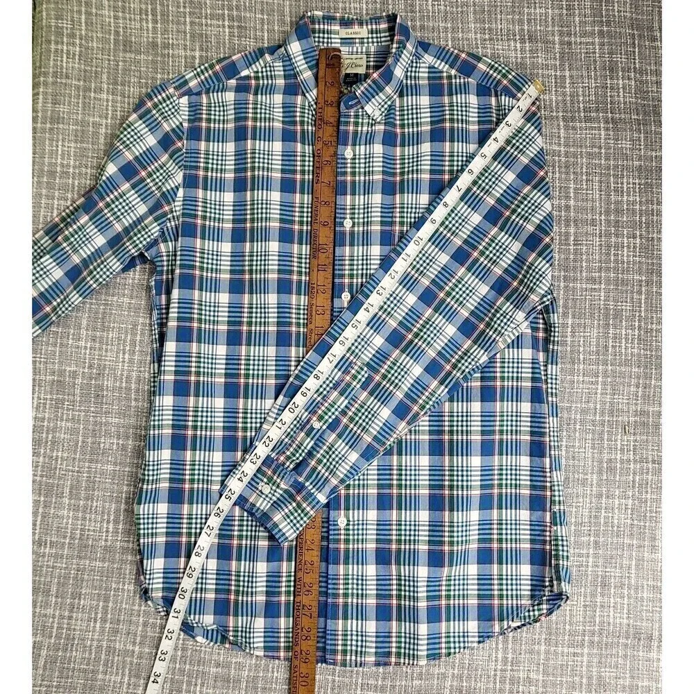 J. Crew Plaid Casual Dress Shirt Blue Multicolor Men's M